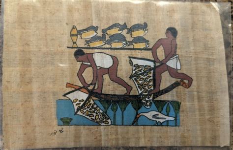 Vintage Genuine Egyptian Art On Authentic Papyrus Set Of 4 ~5 X 7