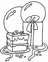 Coloring Present Pages Presents Birthday Cake Balloons Popular sketch template