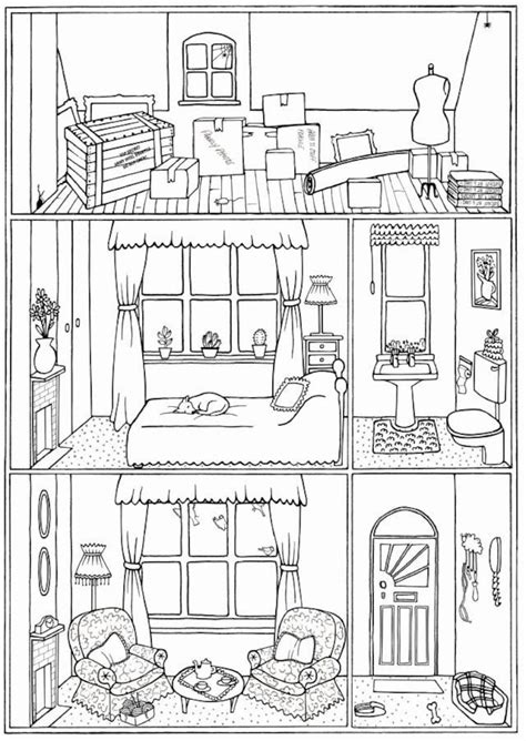 bundle   colouring pages house interiors instant etsy