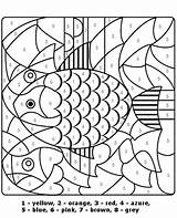 Fish Number Color Coloring Big Numbers Sea Stained Glass Worksheet Exercise Print sketch template