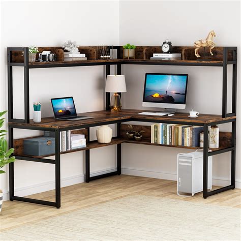 Tribesigns L Shaped Computer Desk With Hutch And Storage Shelves 55 Inch