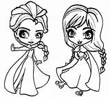 Elsa Coloring Frozen Pages Chibi Anna Disney Getcoloringpages Characters sketch template