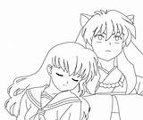 Inuyasha Kagome Coloring Pages Lineart Anime Deviantart Manga Favourites Add sketch template