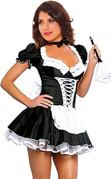 Vovoni Ltd Maid Women Costume Adult Halloween Low Cut Neckline Sexy