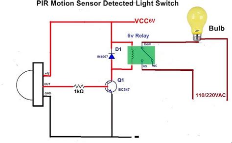 create  motion activated light    pir sensor   relay laying