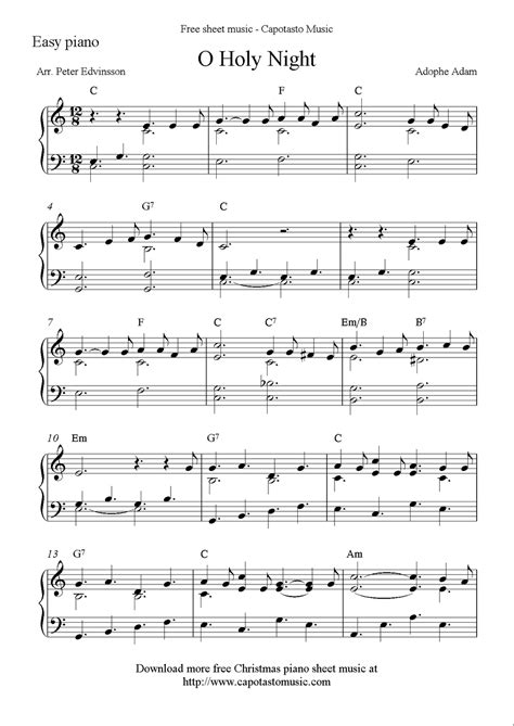 sheet  scores  easy christmas piano sheet   holy