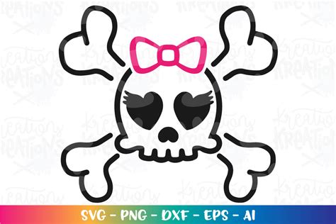 Cute Sugar Skull Svg Cutting Cut Cuttable Files Heart Tee Etsy