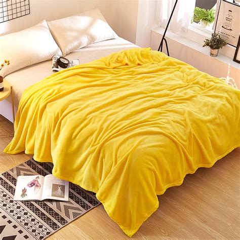 soft yellow flannel blankets  adults  polyester fleece blankets