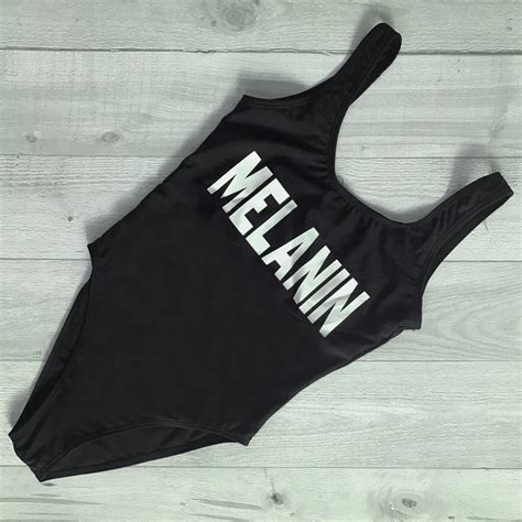 one piece swimsuit melanin letter printing swimwear women high cut sexy