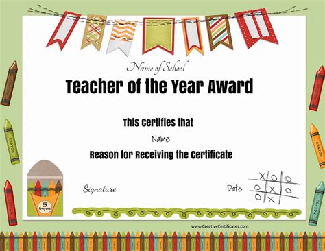 teacher appreciation certificate  calepmidnightpigco pertaining