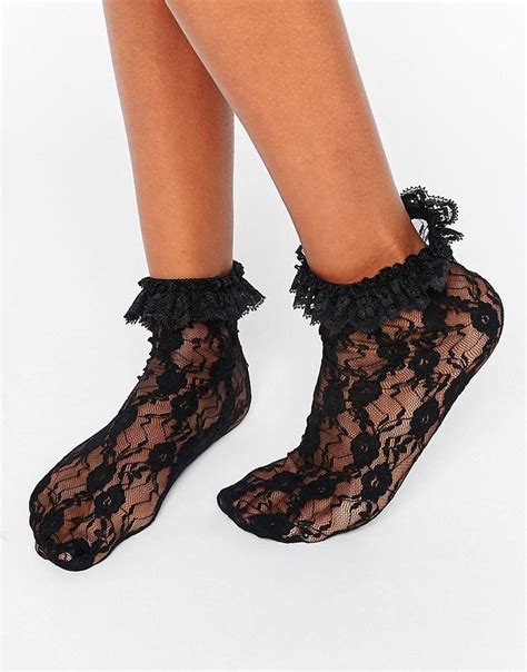 Image 1 Of Asos Lace Ankle Socks With Lace Trim Lace Ankle Socks