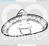 Sombrero Hat Cartoon Clipart Smiling Character Happy Coloring Outlined Vector Thoman Cory Template Pages Clipartof sketch template