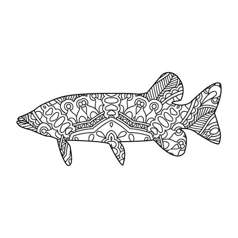 mandala fish coloring page  vector art  vecteezy