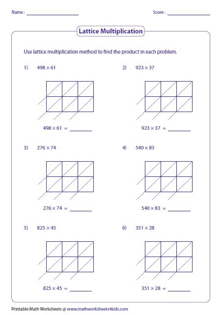 lattice method addition worksheets worksheet hero