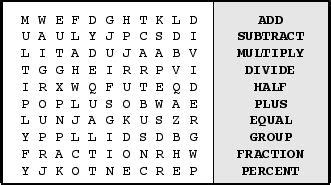 math word search puzzles  review math concepts  math terms