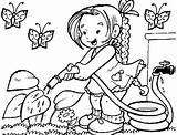 Coloring Garden Pages Watering Flower Clipart Library Plant sketch template