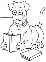 Reading Book Coloring Dog Pages Printable Animals Books Funny Kids Color Bear Girls Print Popular School Choose Board Coloringhome sketch template