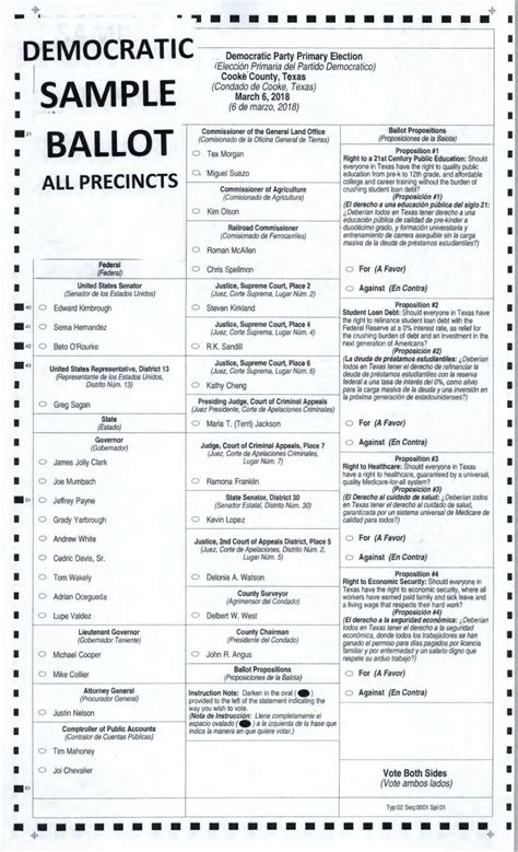 democratic party sample ballot   primary election