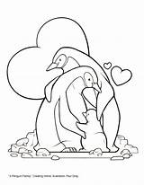 Penguin Family Coloring Uua Gray Paul Illustration sketch template