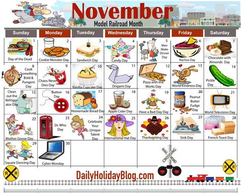 november daily holiday calendar national holiday