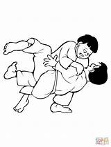 Judo Colorear Fighting Ausmalbild Pelea Ragazzi Disegno Kampfsport Malvorlagen sketch template