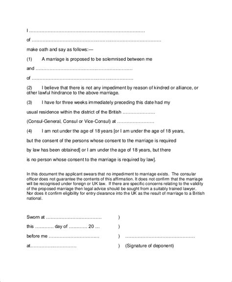 proof  marriage affidavit sample master  template document  xxx