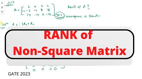 rank   square matrix linear algebra gate  youtube