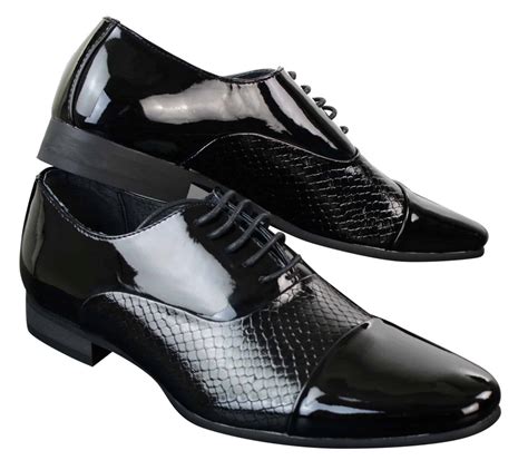 mens laced smart shiny patent snake skin italian design leather shoes black white buy