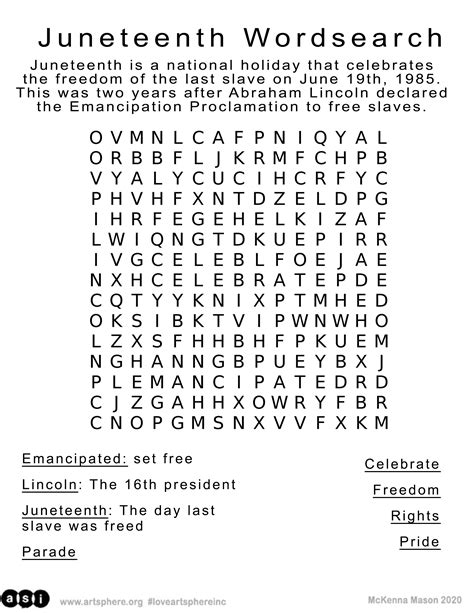 juneteenth printable printable word searches