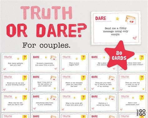 Couples Truth Or Dare Cards The Fun Valentines Game For Two Etsy Uk