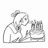 Blowing Candles Birthday Coloring Surfnetkids sketch template