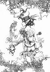 Druid Coloring Pages Adult Mermaid Elven sketch template