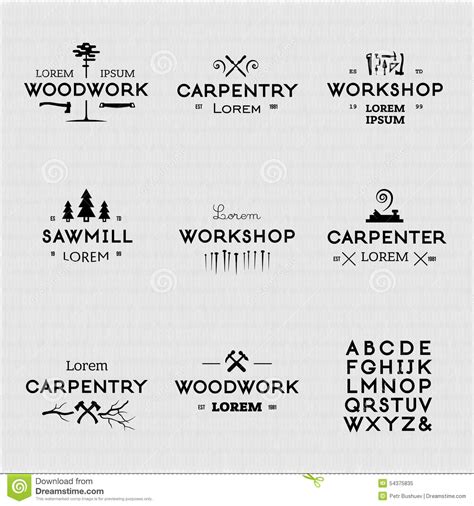vintage woodwork logotypes stock illustration illustration  repair