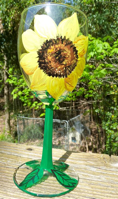 Make It Easy Crafts Hand Painted Sunflower Wine Glass