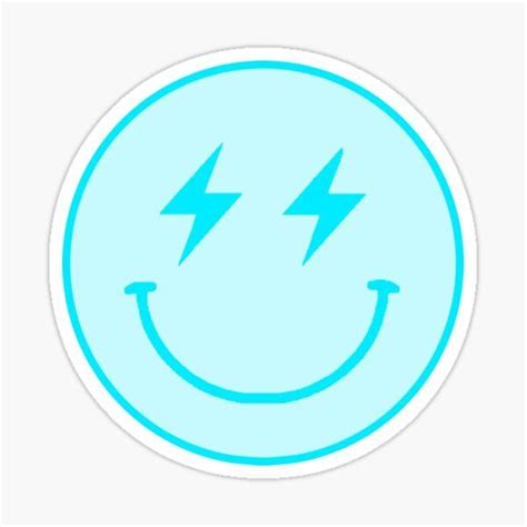 light blue lightning bolt smiley face sticker  als