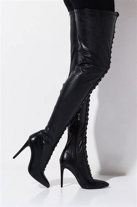 azalea wang teach them how its done thigh high lace up stiletto boot