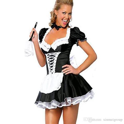 2021 Excellent Quality Sexy French Maid Costume Deluxe Adult Womens
