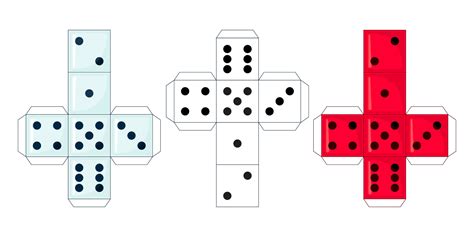 set  paper dice templates isolated  white background printable