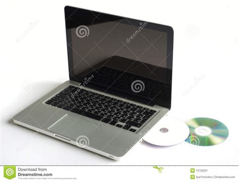 laptop  cd stock image image  disk mobile business