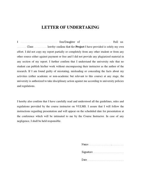 letter  undertaking