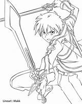 Coloring Kirito Asuna Lineart Swordsman Dual Ausmalen Malvorlagen Beater Getcolorings Guardado sketch template