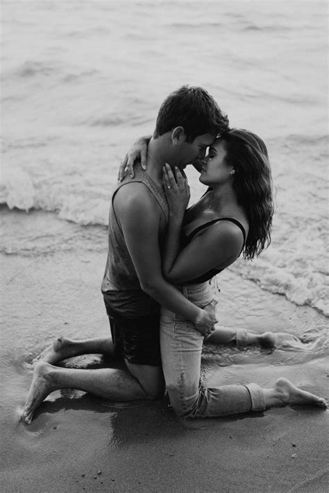 Steamy Romantic Sexy Beach Water Engagement Session Couples Beach