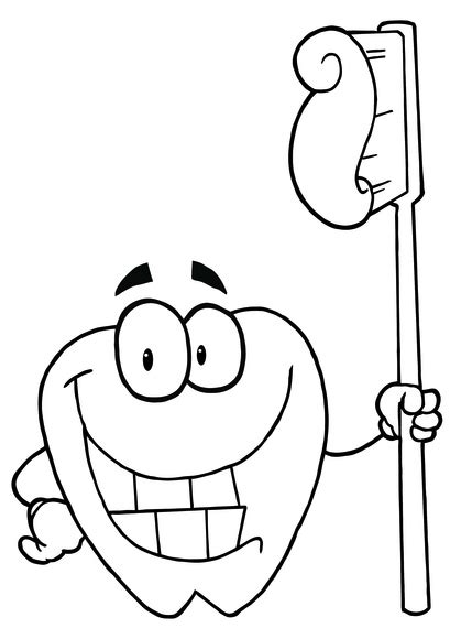 smiling tooth dental coloring pages