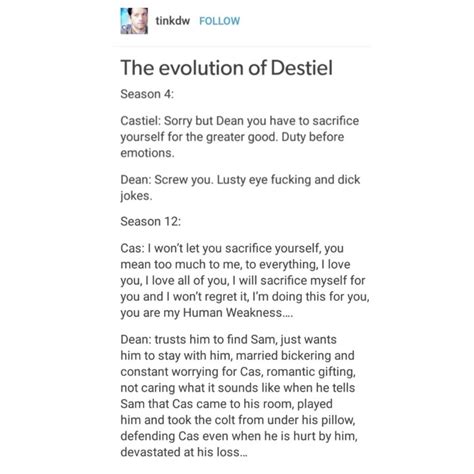 Supernatural Tumblr Textpost Destiel Cockles Dean