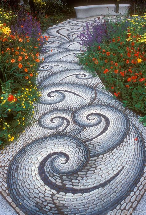 garden pathway pebble mosaic ideas   home surroundings