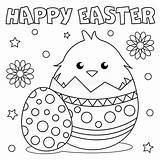 Easter Coloring Happy Chick Book Cute Illustration Stock sketch template