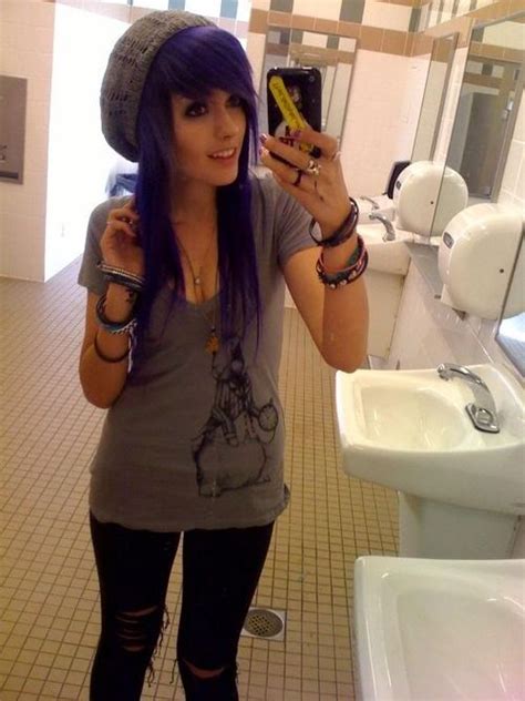 i love her hair and she s beautiful girl with purple