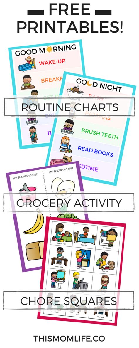 printables morning routine kids chore chart kids daily routine