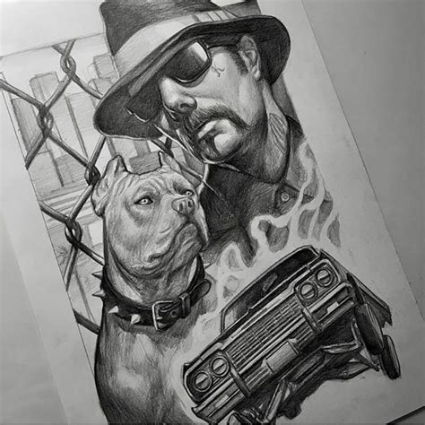 gangster drawing  atluckyktattoo mexicanstyleart art arte gangsterart drawing gangster