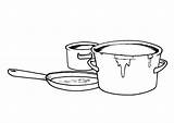 Coloring Pans Pots Colorear Para Large Pages sketch template